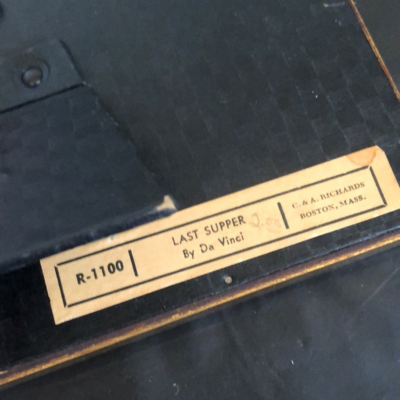 The Last Supper circa 1960 framed & Matted miniature 7.5” by 4” Da Vinci - Picture 3 of 7